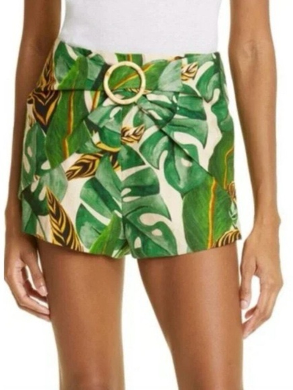 Farm Rio Tropical Leaves Linen-Blend Short
